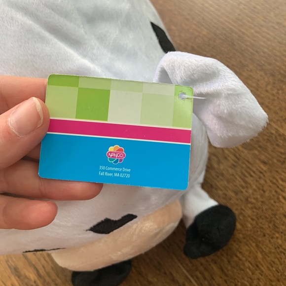 Nanco Pixel M8 Plush white cow Stuffed Animal Toy NWT Square 6" Soft - Picture 6 of 8